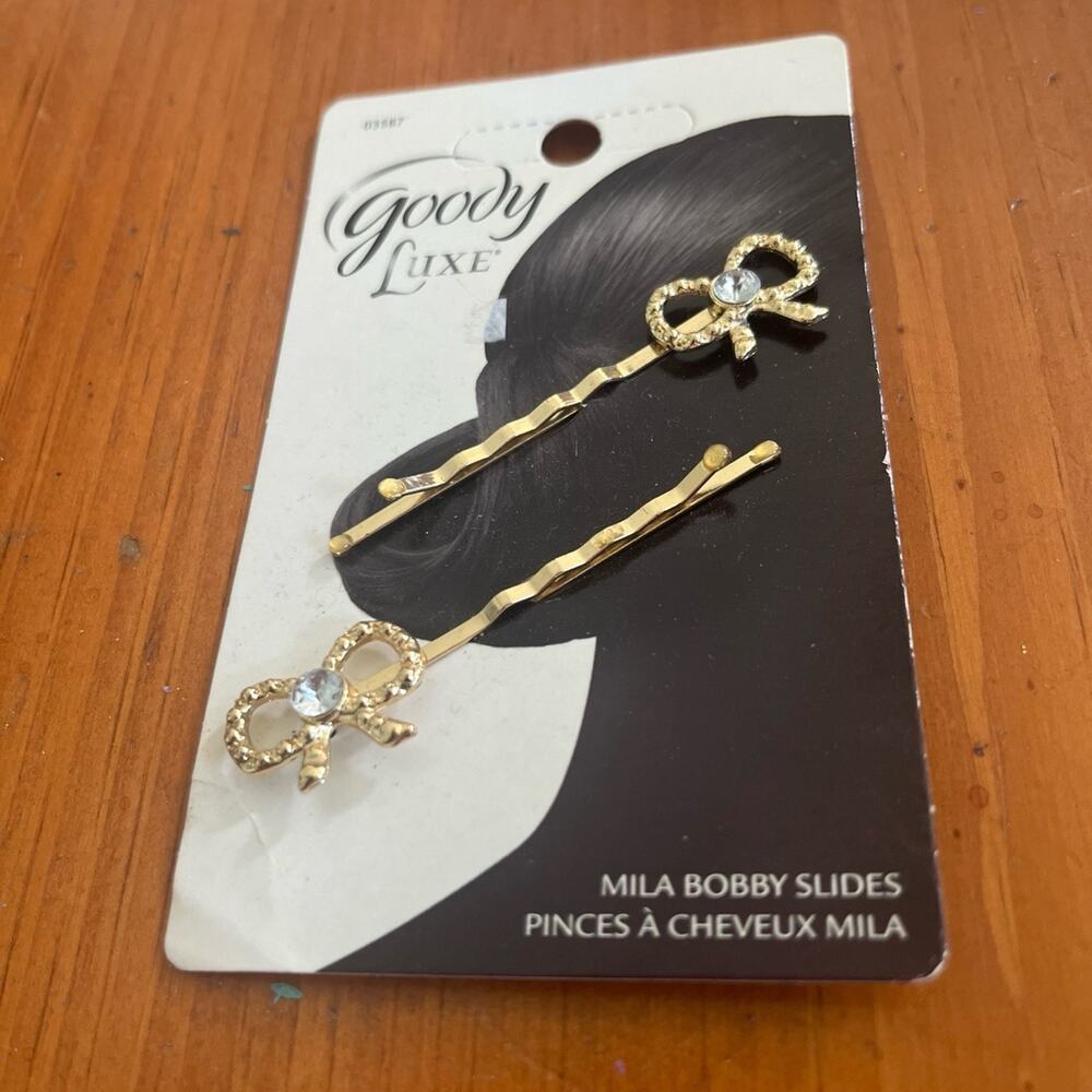 Goody Luxe Gold Bow Mila Bobby Slides Pins